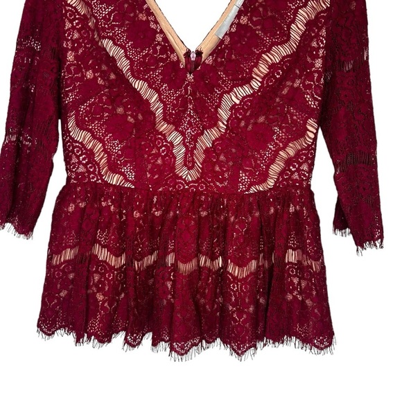 Anthropologie Maeve Lace Peplum Top - Picture 5 of 11